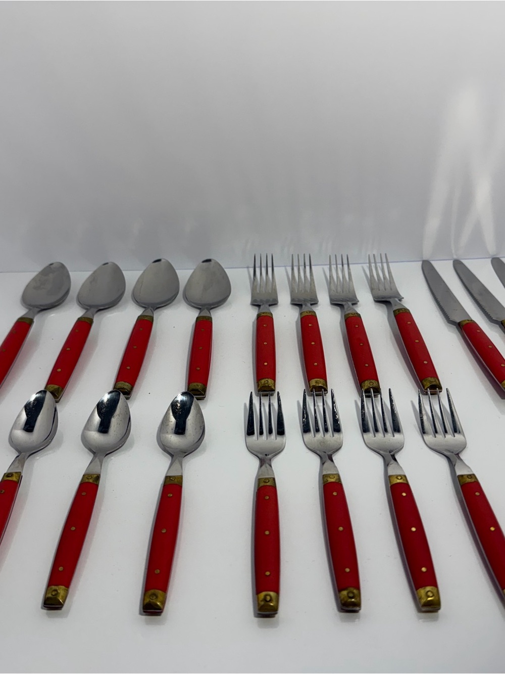 Vintage MCM Styson Stainless Flatware Set - Red Bistro 20pc Service for 4 Japan